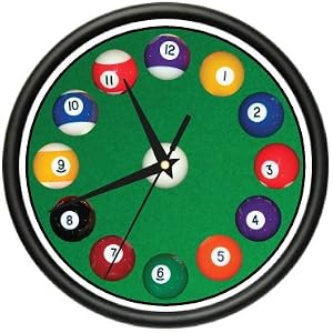 POOL BALLS ~Wall Clock~ hall billiards game room cue by 
