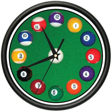 POOL BALLS ~Wall Clock~ hall billiards game room cue