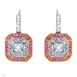 Earrings With 2.30ctw Precious Stones - Genuine Clean Diamonds, Sapphires and Aquamarines Beautifully Crafted in 18K Two tone Gold. Total item weight 6.1g Length 24mm