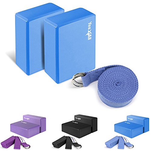 Yes4all Yoga Strap and Yoga Block 2 Pack Set Combo