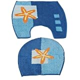 Mode More New 100% Acrylic Tufted Bathroom Rug / Toilet Lid Set / Bath Mats/ Bath Rug, 2-piece Set, Non-skid Back, Blue