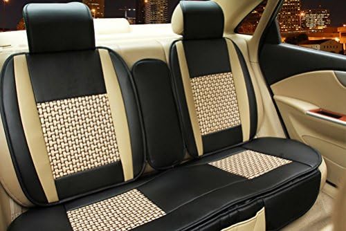 Yida Full Set 10pcs Needlework Pu Leather Front Rear Car Seat Cushion Cover Jeep Cherokee Compass Grand Cherokee Patriot Wrangler Jk & Unlimited Liberty 5 Seats (Black)