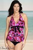 Beach Belle Flower Burst Halter Tankini Swimsuit - Women's Swimwear Plus Size Swimsuits