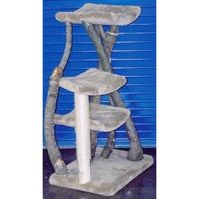 Triple Cradle 3 Level Rustic Cat Tree : Color BROWN : Leg Covering SISAL ROPE ON TWO LEGS : Size 3 CRADLES