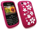 EMARTBUY BLACKBERRY 8520 CURVE / 9300 CURVE 3G SILICON CASE/COVER/SKIN FLORAL HOT PINK + SCREEN PROTECTOR