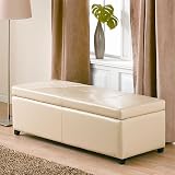 Review SmartBargains  / Carmen Cream Tufted Leather Ottoman Storage Bench