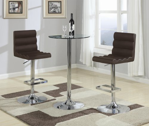 Bar 3-Pc Table Set w/Brown Stools by Coaster