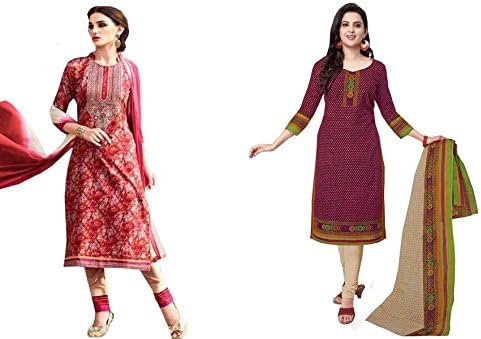 EmporioDeals Combo of 2 Unstitched Salwar Suits(CSCombo-28_Multi Color)