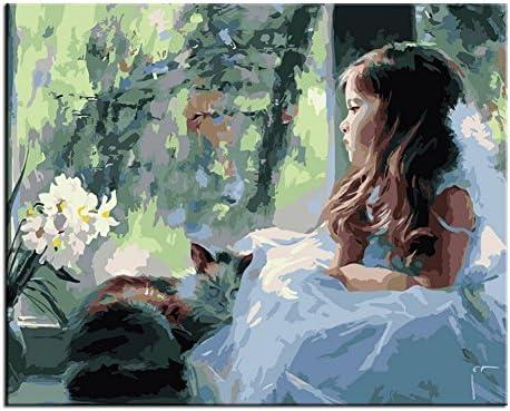 Haokuo Diy Oil Painting Paint by Number Kit Angel 16*20 Inch (Without Wooden Frame, D)