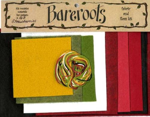Bareroots Fabric &amp; Floss Kit for Little Stitchies Strawberries Candle Mat