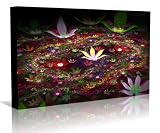 Dream Liy Pond - Floral Canvas Art Print - Wall Art - Wall Decor - Framed Ready to Hang (30 x 20) oneblankwall.co.uk