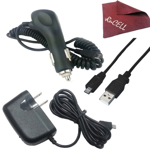 for Samsung Galaxy Victory 4G LTE , Car Charger, Wall Home Charger, Micro USB Charging Data Cable, RuCell brand Suede cleaning Cloth