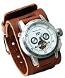 Nemesis #BIN070W Men's Multi Function Semi Skeleton Wide Leather Cuff Automatic Watch