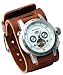 Nemesis #BIN070W Men's Multi Function Open Heart Skeleton Wide Leather Cuff Automatic Watch