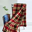 [Scotch Plaids - Red/Yellow/Grey] Soft Coral Fleece Throw Blanket (71 by 79 inches)