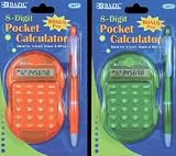 Bazic Multicolor 8-Digit Grip Calculator- Case of 144