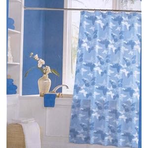 Pearl Isle Blue Butterfly Collage 100% Vinyl Shower Curtain 70" X 72"