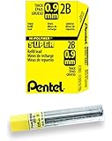 Pentel Super Hi-Polymer Lead Refill, 0.9mm Thick, 2B, 180 Pieces of Lead (50-9-2B)