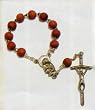 One Decade Finger Rosary with Red Beads and Crucifix - MADE IN ITALY