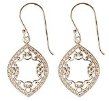 18k Gold Overlay Sterling Silver Open Marquis-Shaped Morroccan-Inspired Ethnic Drop Earrings
