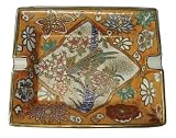 Asian rectangular plate / ashtray, Chinese pheasant - hand painted porcelain, copper / bronze tones