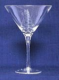 Individually Hand Etched Sailboat Martini Glass 8 1/4"H Set / 4