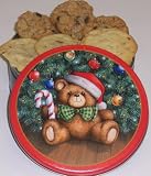 Gourmet Food : Scott's Cakes Cookie Combos - Oatmeal Raisin and Almond 1lb.Teddy Bear Tin