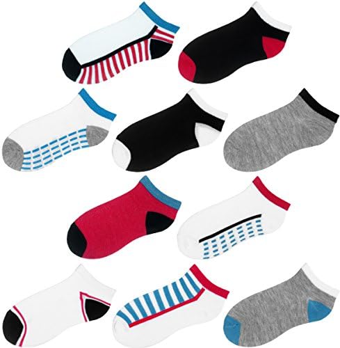 Boys &amp; Girls No Show Socks 10 Pack in 6 Different Color Combination Packs (Asst. Pack 1)