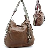 Emperia Designer hobo handbag with multi color stripes Brown