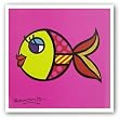 Swimmingly Pink by Romero Britto 7.5"x7.5" Art Print Poster