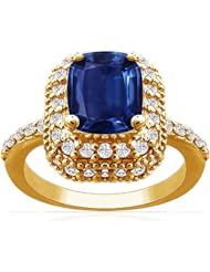 18K Yellow Gold Cushion Cut Blue Sapphire Ring With Sidestones (GIA Certificate)