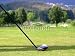 Wallmonkeys Peel and Stick Wall Decals - Golf Club and Ball on the Tee with the Fairway in the Distance. - Removable Graphic