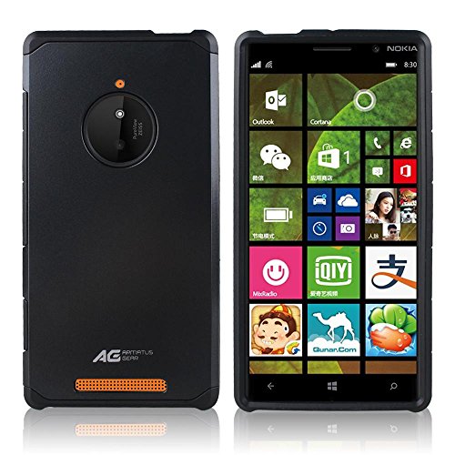 Nokia Lumia 830 Case - Armatus Gear (TM) Slim Hybrid Armor Case Dual Layer Shockproof Phone Cover For Microsoft Nokia Lumia 830 - Black