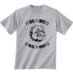 Marines USMC T-shirt with Bulldog in sport grey
