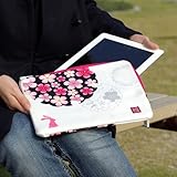 SP302:iPad第3世代/iPad2/iPad用和柄ポーチ「和彩美:ふるる iPad布ケース」(桜に雪輪兎)