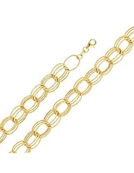 14K Yellow Gold Fashion Link Bracelet with Lobster Claw Clasp - 8" Inches