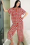 Valentines Day Red Heart Capri Pajamas