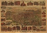 Los Angeles, Cal., population of city and environs 65,000. Litho. Elliott Pub. Co., large historic panoramic map reprint 51x36