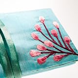 Pochette &agrave; Bijoux en Soie Brod&eacute;e - Commerce Equitable - Turquoise