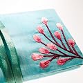 Silk Jewellery Roll, Fairtrade, Turquoise Silk with Embroidery