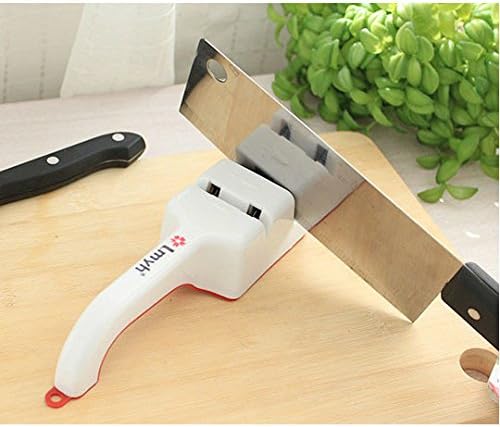 Knife Sharpener Premium 2 Stage Sharpening System, ABS, Whetstone Material, Soft-Grip Handle, Professional, Best for Sharpening Kitchen Knives,Ergonomically Design White