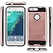 Google Pixel Case, TAURI [Shock Absorbent] Slim Brush Texture Hybrid Defender Armor Protective Case Cover For Google Pixel - Rose Gold