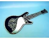 Silver Black Mosaic Glass Mirror Guitar Wall Art Plaque