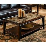 Mirage Faux Marble Top Cocktail Table - Espresso