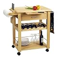 Beechwood Kitchen Cart with Wine Rack