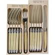 Horn Look Acrylic Ivory Color Laguiole Verdier Heavy Duty Boxed Set of 6 Knives and 6 Forks