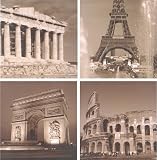 4 x STÄDTE – Wandbild auf Leinwand – je 25 x 25 cm – PARIS, ROM & ATHEN – Kunstdruck auf Holz-Rahmen – Deko Bilder für Wohnzimmer, Schlafzimmer, Küche oder Restaurant – tolle Wanddeko Rezessionen