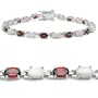 10.25 Carat Genuine Opal & Garnet Ovals Eternity Silver Bracelet