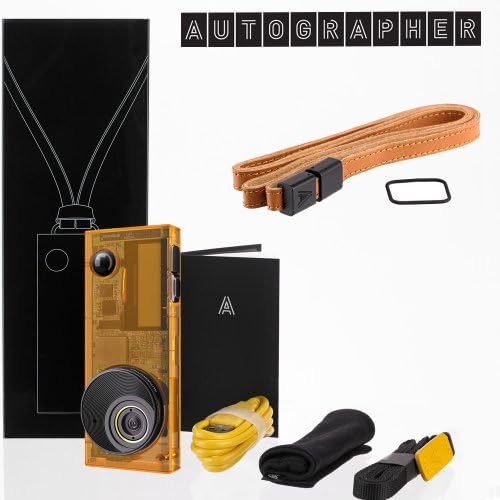 Autographer 136° Wide-angle Intelligent Hands-free 8GB Wearable Lifestyle Camera with 5 built-in Sensors and GPS - Amber Yellow + Tan Luxury Leather Lanyard