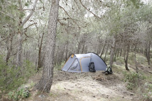 Grand Canyon MORGAN Tente familiale 3/4 personnes Gris/sable 380 x 250 x 145 cm